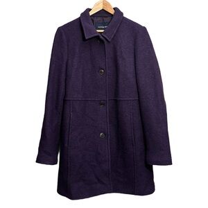 Lands' End Women's Purple Wool Blend Lined Button Up Coat Size 14